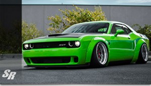 2015 Liberty Walk Dodge Challenger Hellcat Green Front Angle